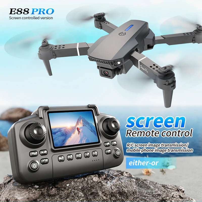Drone E88 Rc Quadcopter - Profesjonalny dron E88 PRO z ekranem,